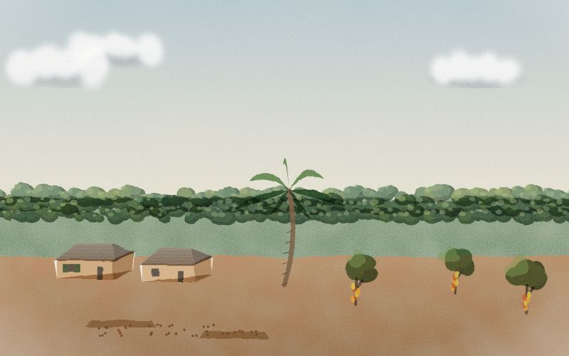 Painted postcard of the landscape where Akan (Twi) comes from