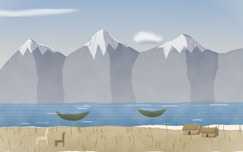 Painted postcard of the landscape where Aymara comes from