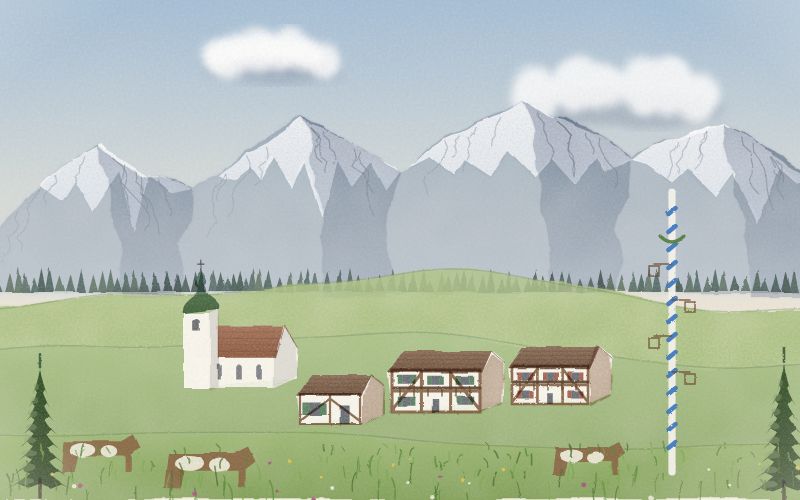 Illustration of the landscape where Bavarian comes from