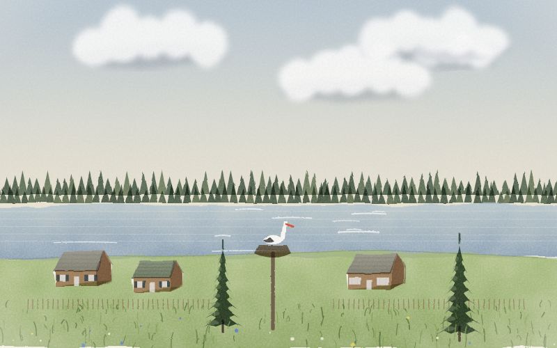 Painted postcard of the landscape where Belarusian comes from