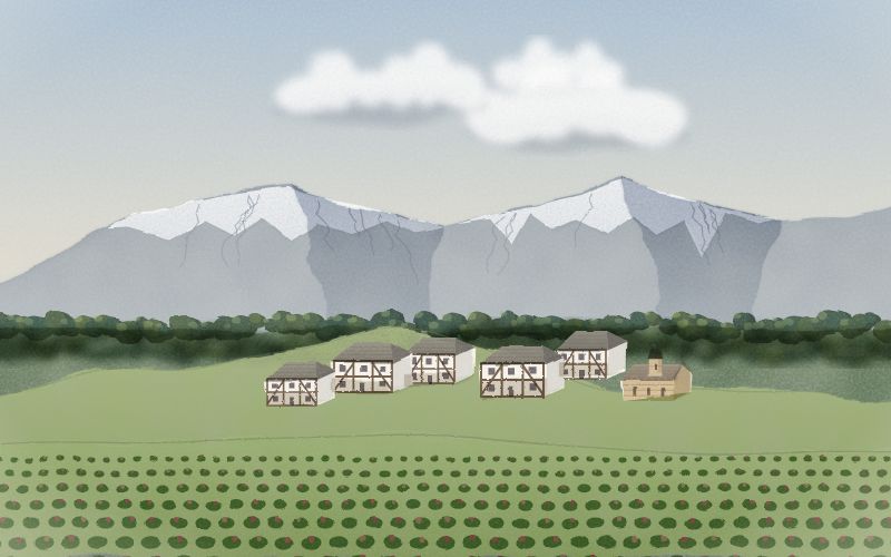 Painted postcard of the landscape where Bulgarian comes from