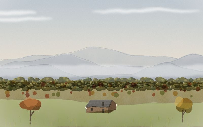 Painted postcard of the landscape where Cherokee comes from