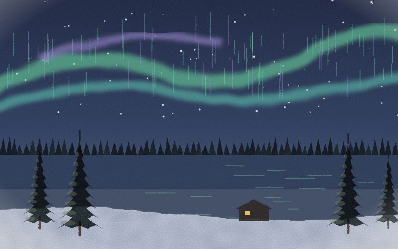 Painted postcard of the landscape where Cree comes from