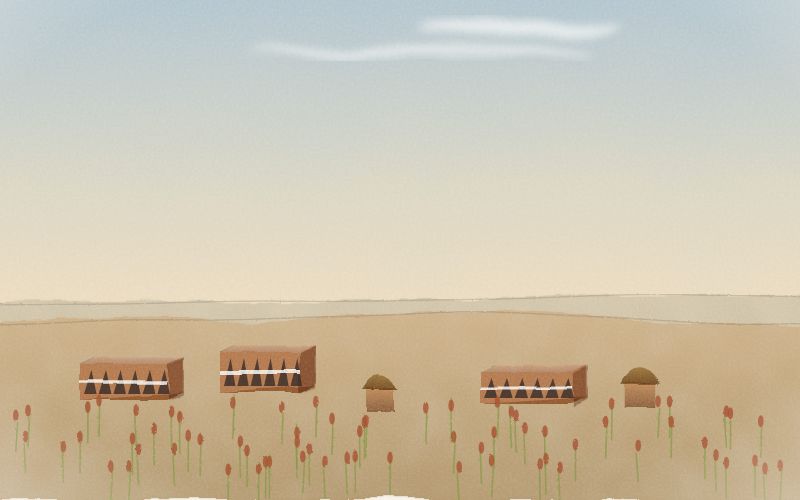 Painted postcard of the landscape where Mooré comes from
