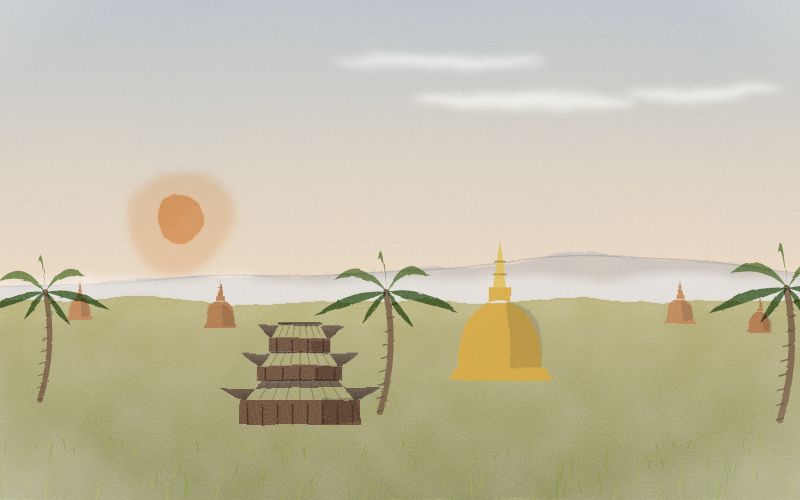 Painted postcard of the landscape where Burmese comes from