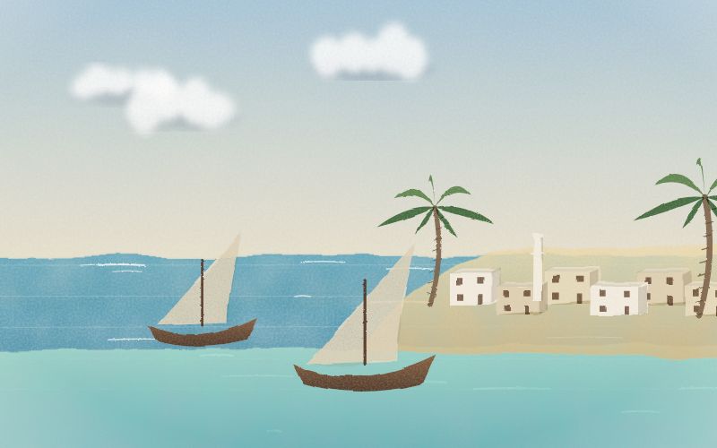 Painted postcard of the landscape where Swahili comes from
