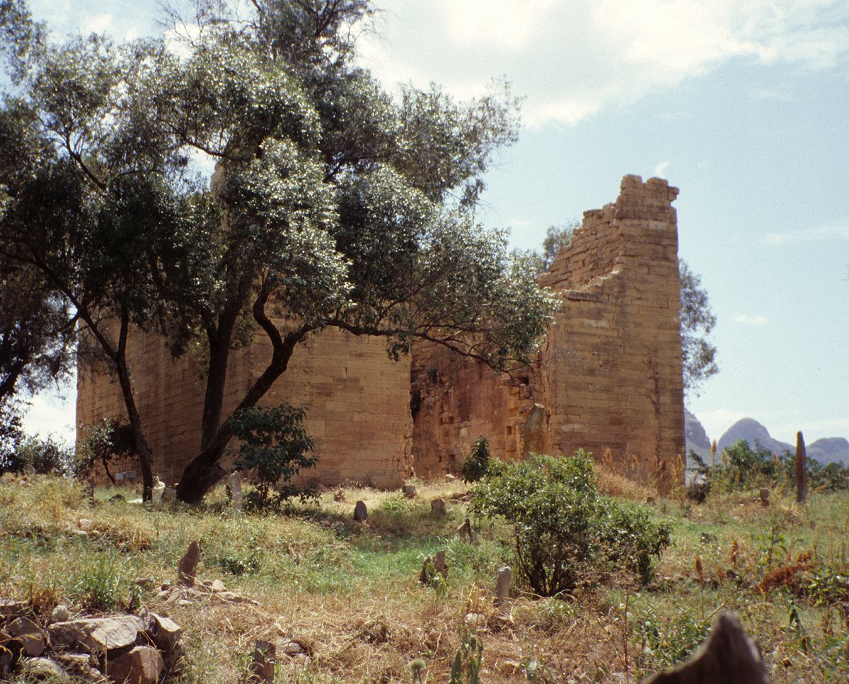 The temple at Yeha in Tigray, regarded as the oldest standing building in Ethiopia, built in the Sabaean style; by comparison with South Arabian buildings it dates to about the 7th century BCE.