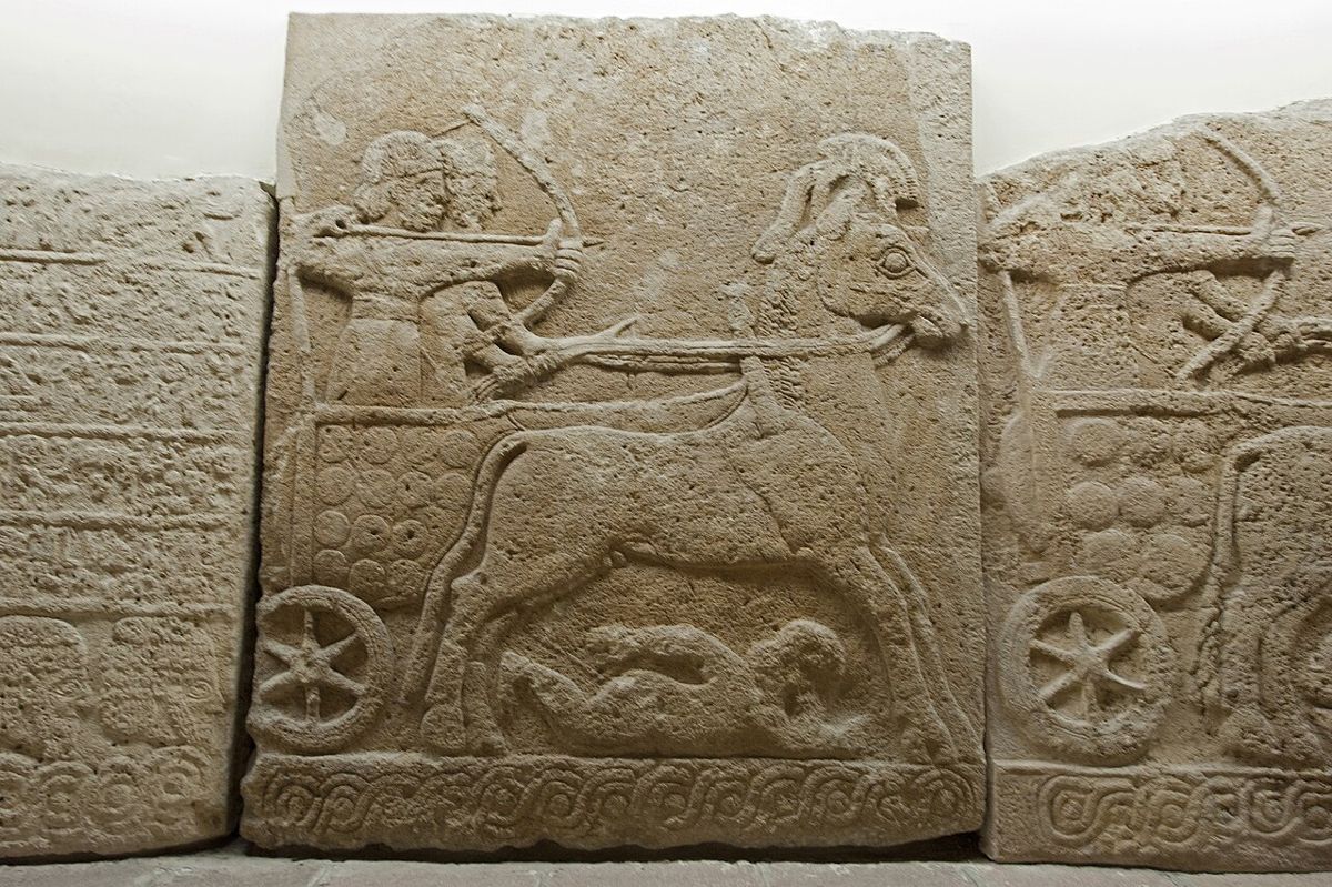 A war chariot on reliefs from Carchemish, one of the Neo-Hittite states that outlived the empire. Museum of Anatolian Civilizations, Ankara.