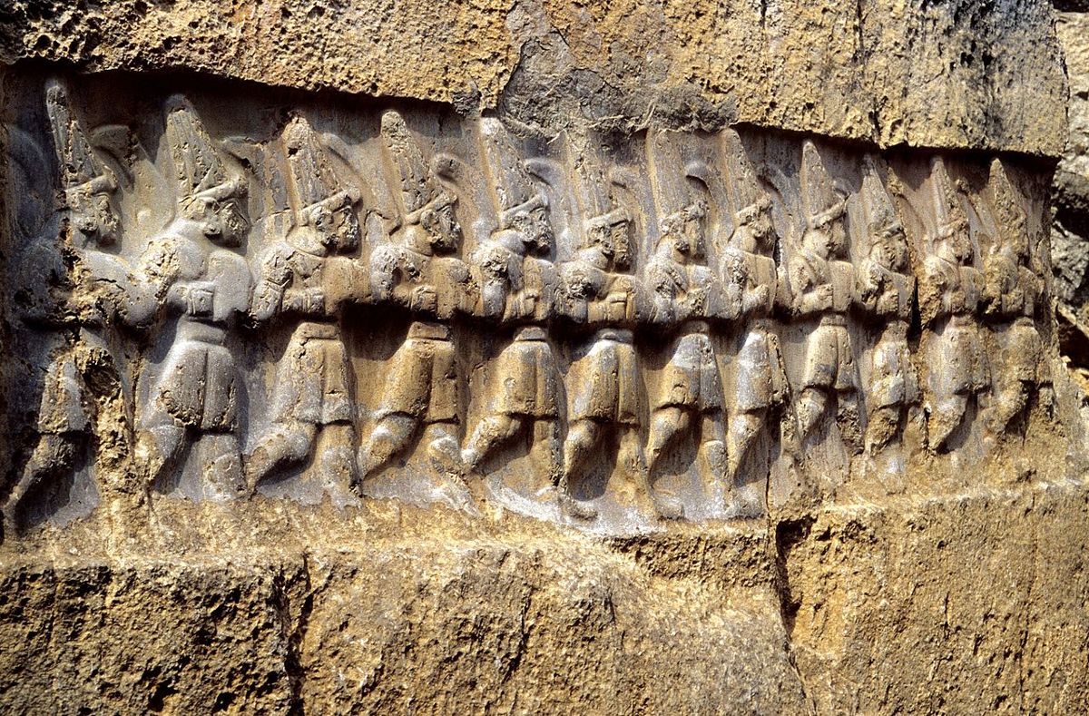 The procession of the twelve underworld gods in Chamber B of the Yazılıkaya rock sanctuary near Hattusa.