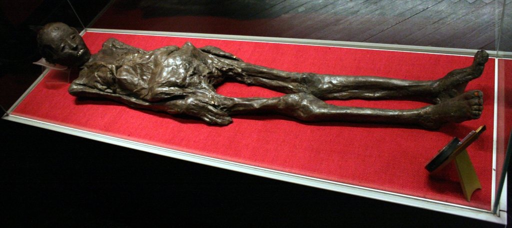 The Egyptian mummy of a woman whose wrappings were made from the linen of the Etruscan book. Archaeological Museum, Zagreb.
