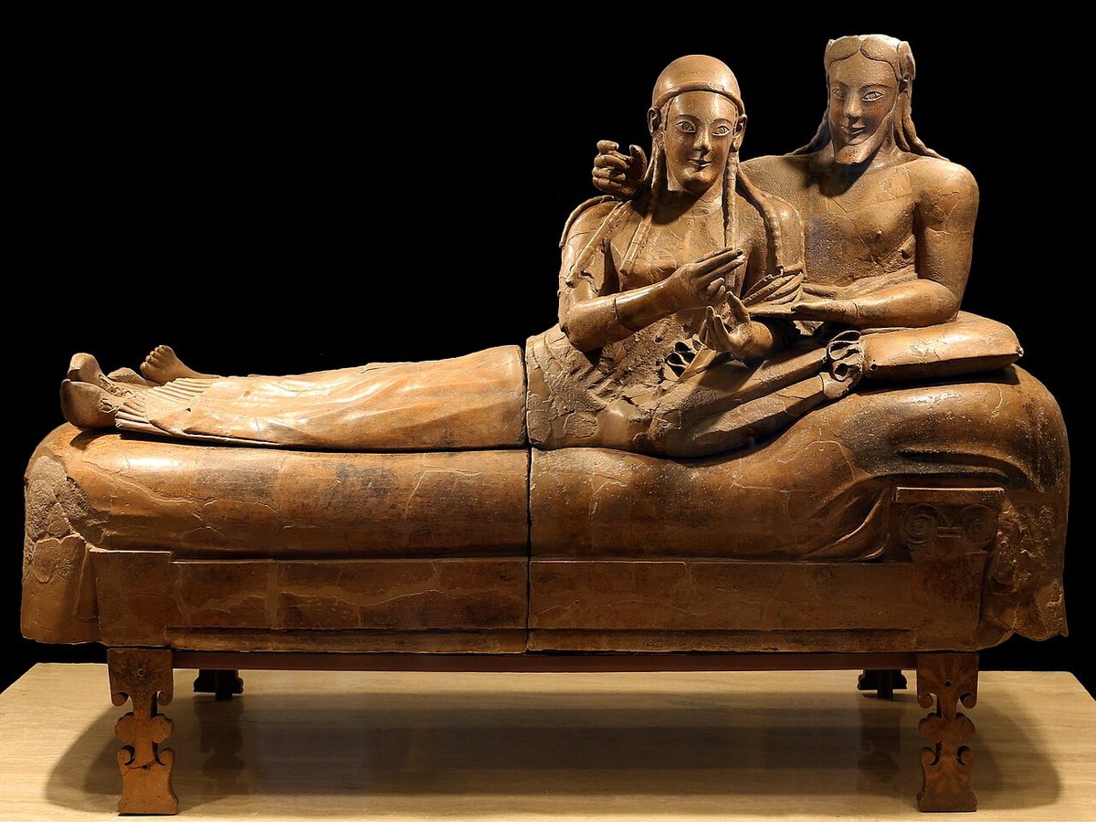 The Sarcophagus of the Spouses from the Banditaccia necropolis at Caere (modern Cerveteri), painted terracotta, c. 530–510 BCE. National Etruscan Museum, Villa Giulia, Rome.
