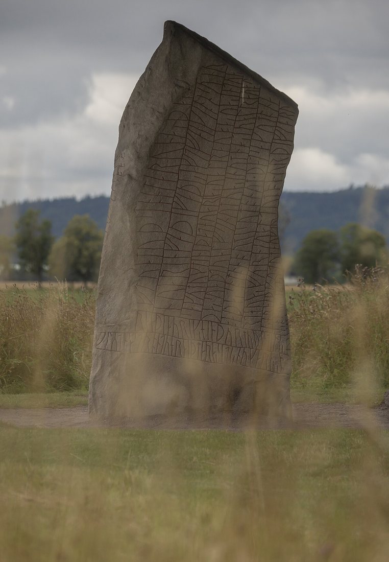 The Rök runestone (Östergötland, Sweden), early 9th century. It carries the longest known runic inscription in stone, some 760 characters.