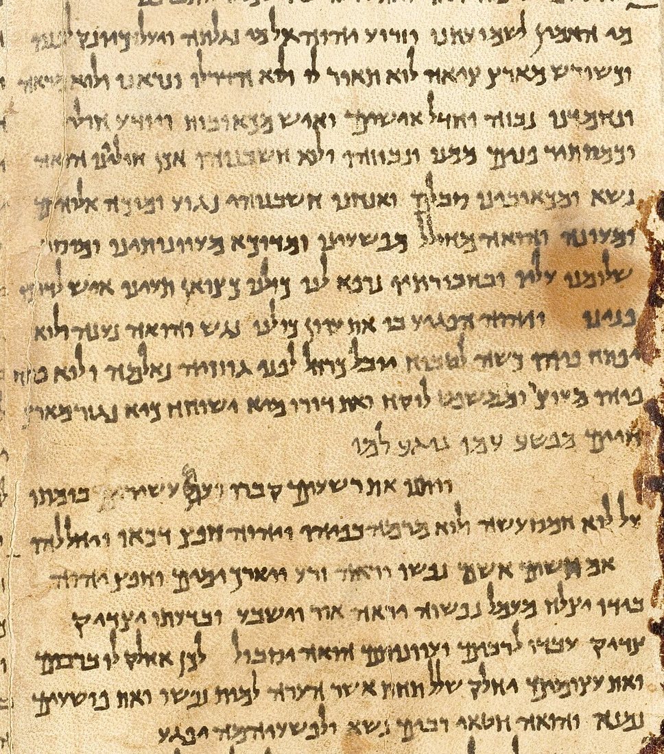 Part of the Great Isaiah Scroll with the text of chapter 53. The scribe wrote in the square script, without vowel points.