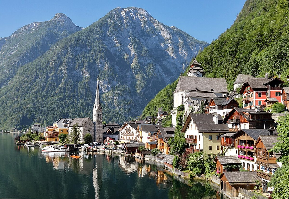Hallstatt in Upper Austria. The rich prehistoric cemetery above the village, linked to salt mining, gave its name to the Hallstatt culture of the Early Iron Age (c. 800–450 BCE).