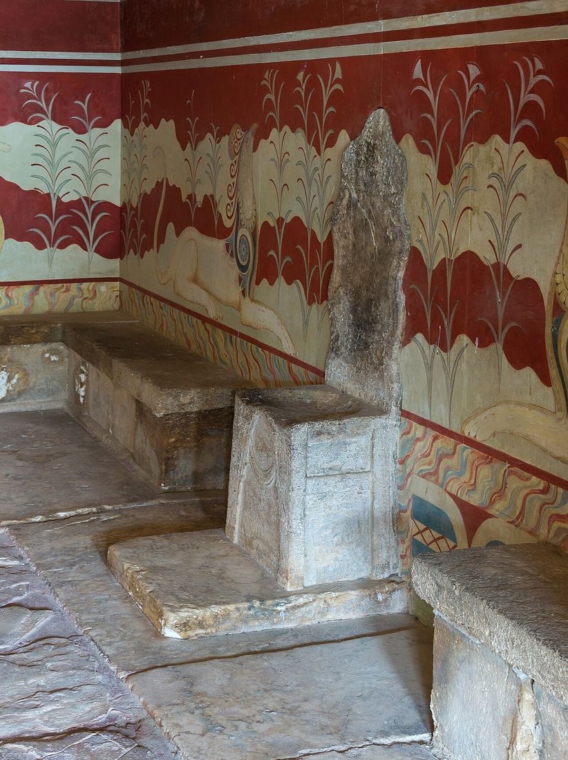 The so-called Throne Room in the palace of Knossos, Crete.