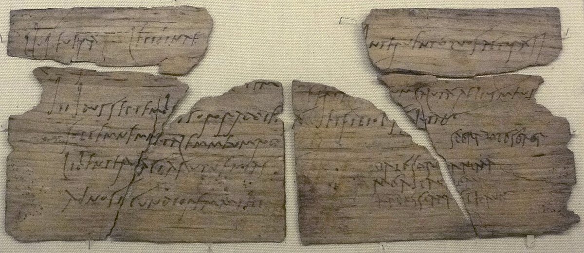 Vindolanda tablet 291, c. 100 CE: Claudia Severa invites Sulpicia Lepidina to her birthday celebration. Most of the text is in a scribe’s hand; the closing greeting at lower right was added by Claudia Severa herself. British Museum, London.